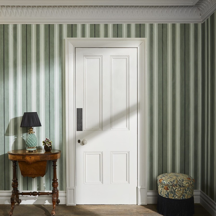 Wallpaper House of Hackney | Lauriston Stripe Wallpaper-Verdigris