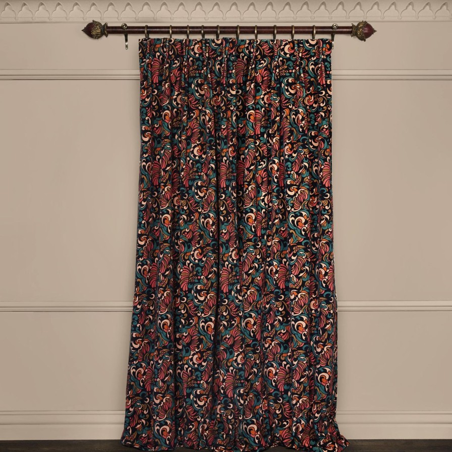 Fabric House of Hackney | Zennor Velvet Curtain-Emerald