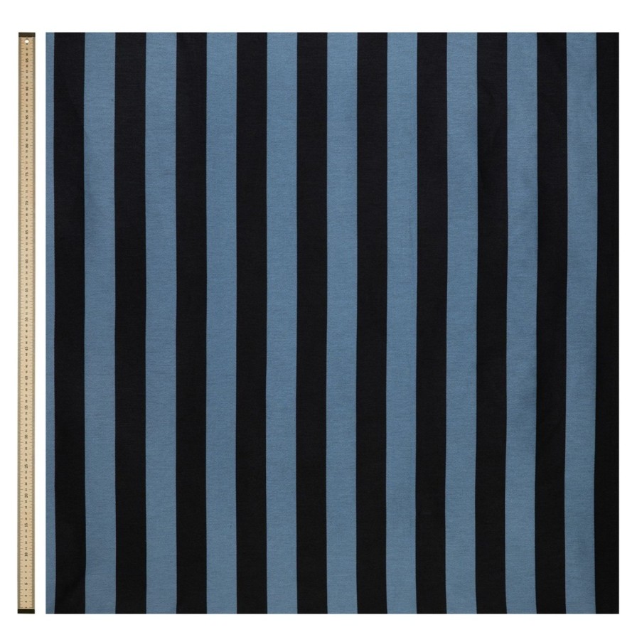 Wallpaper House of Hackney | Camelot Stripe Jacquard Blind-Sky And Noir