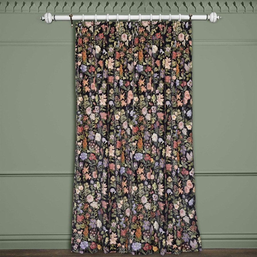 Fabric House of Hackney | Floralia Velvet Curtain-Noir