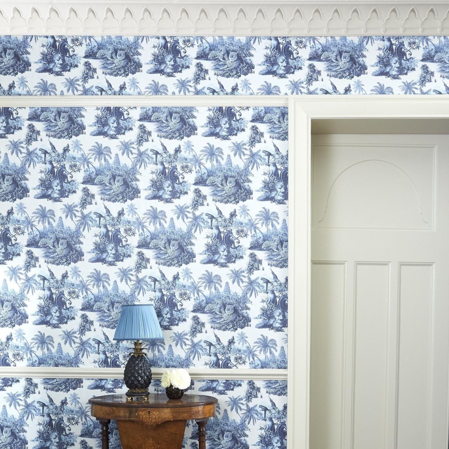 Wallpaper House of Hackney | Sumatra Wallpaper-Off White & Azure