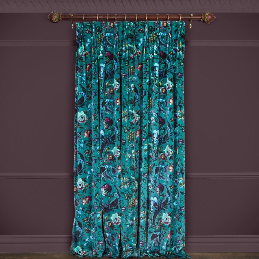 Fabric House of Hackney | Florika Velvet Curtain-Petrol