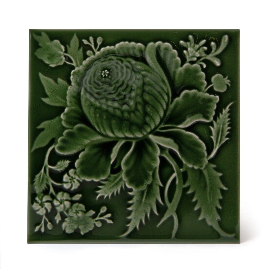 Furnishings House of Hackney Tiles | Artemis Rose Relief Tiles-Verde