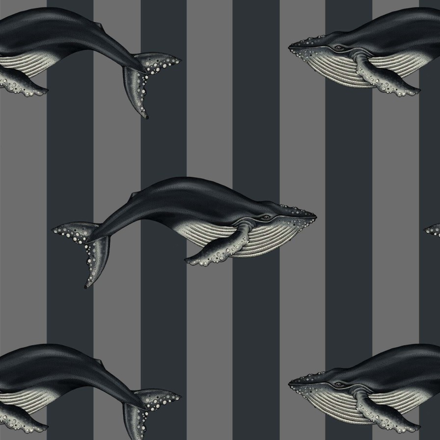 Wallpaper House of Hackney | Baleana Wallpaper-Aegean Blue & Off Black