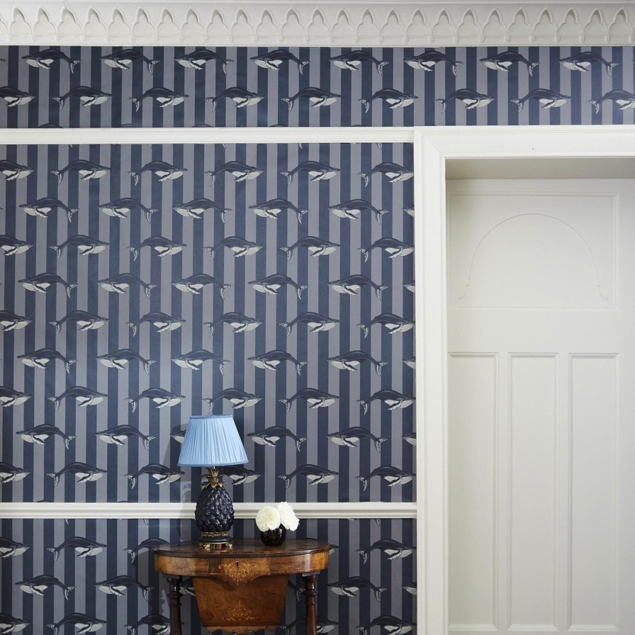 Wallpaper House of Hackney | Baleana Wallpaper-Aegean Blue & Off Black