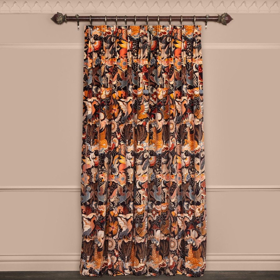 Fabric House of Hackney | Phantasia Velvet Curtain-Selenite Orange