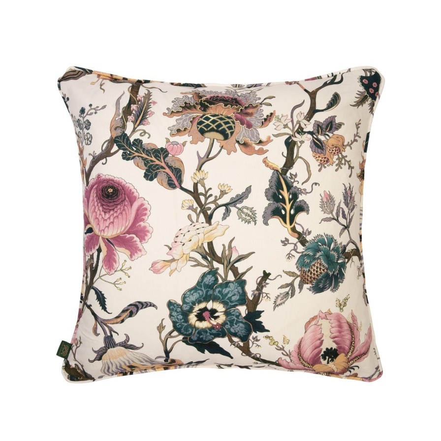 Accessories House of Hackney Floral Cushions | Artemis Large Piped Cotton Linen Cushion-Off White