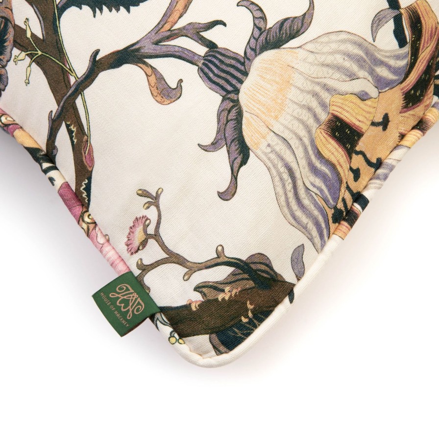 Accessories House of Hackney Floral Cushions | Artemis Large Piped Cotton Linen Cushion-Off White