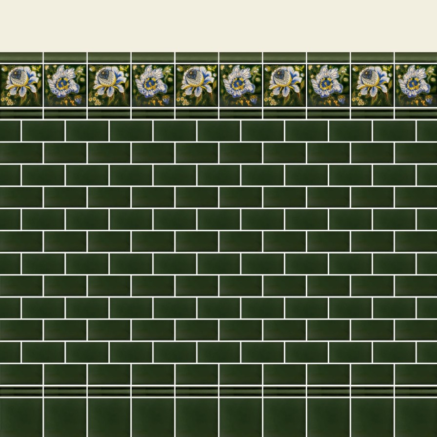 Furnishings House of Hackney Tiles | Artemis Hibiscus Printed Tiles-Verde