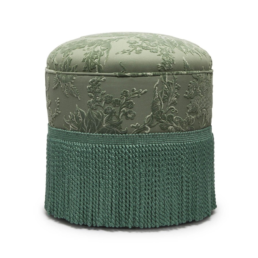Furnishings House of Hackney Bottomans | Artemis Cut-Velvet Bottoman-Eucalyptus