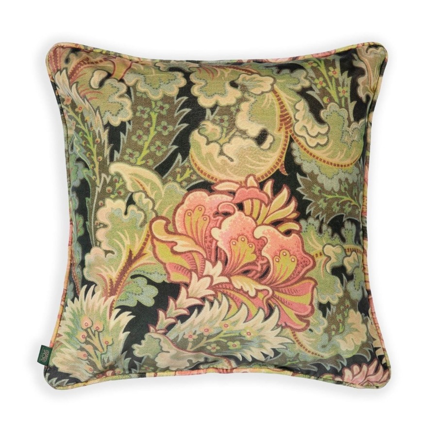 Accessories House of Hackney Floral Cushions | Bathsheba Large Piped Velvet Cushion-Verde