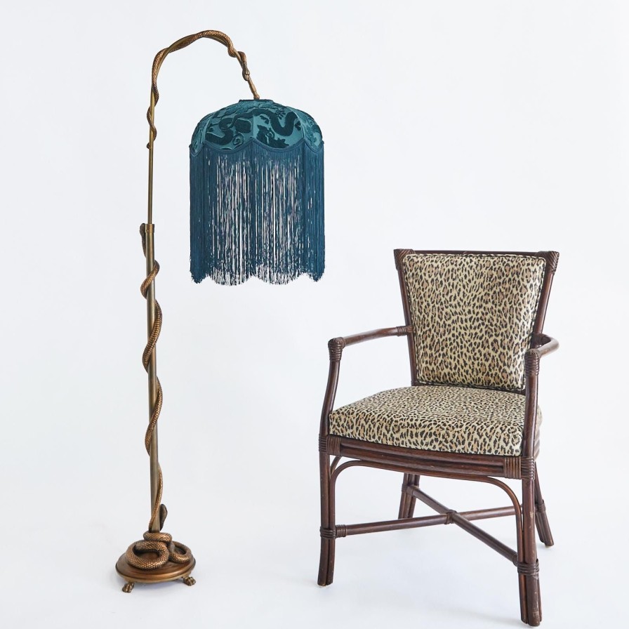 Accessories House of Hackney Lampshades | Anaconda Cut-Velvet Tilia Lampshade-Petrol