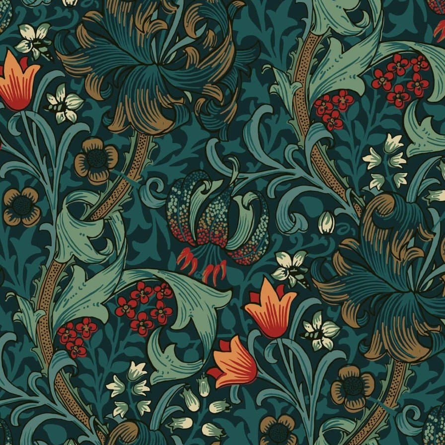Wallpaper House of Hackney | Golden Lily Wallpaper-Midnight
