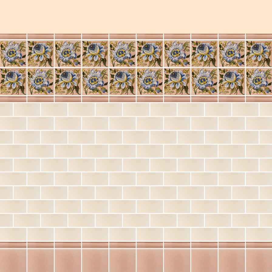 Furnishings House of Hackney Tiles | Artemis Hibiscus Printed Tiles-Blush