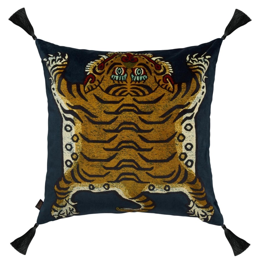 Accessories House of Hackney Animal Cushions | Saber Large Tassel Velvet Cushion-Midnight