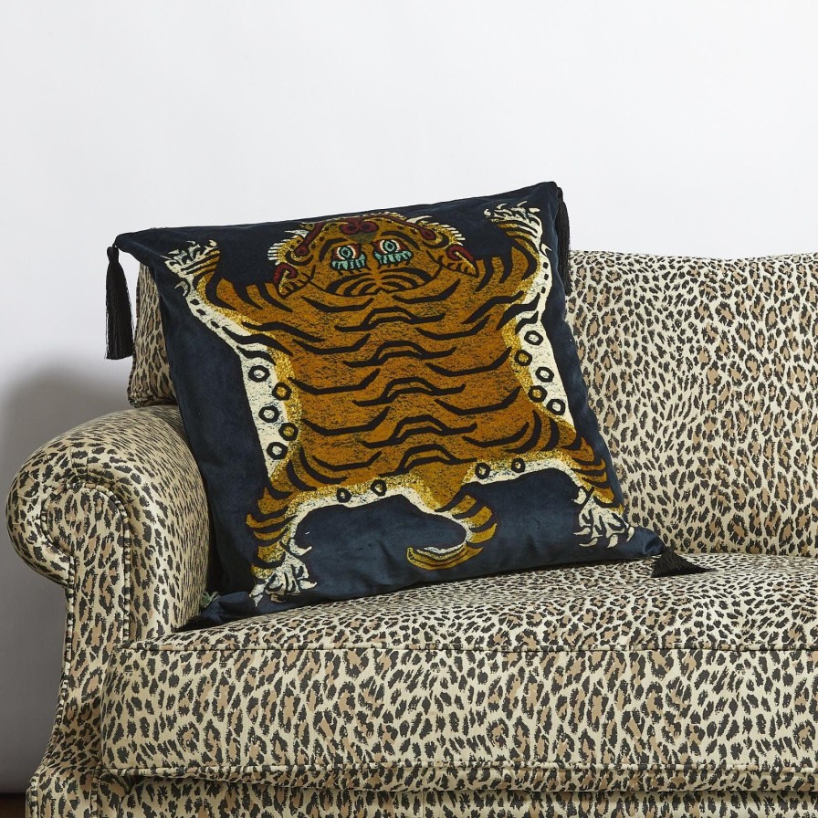Accessories House of Hackney Animal Cushions | Saber Large Tassel Velvet Cushion-Midnight