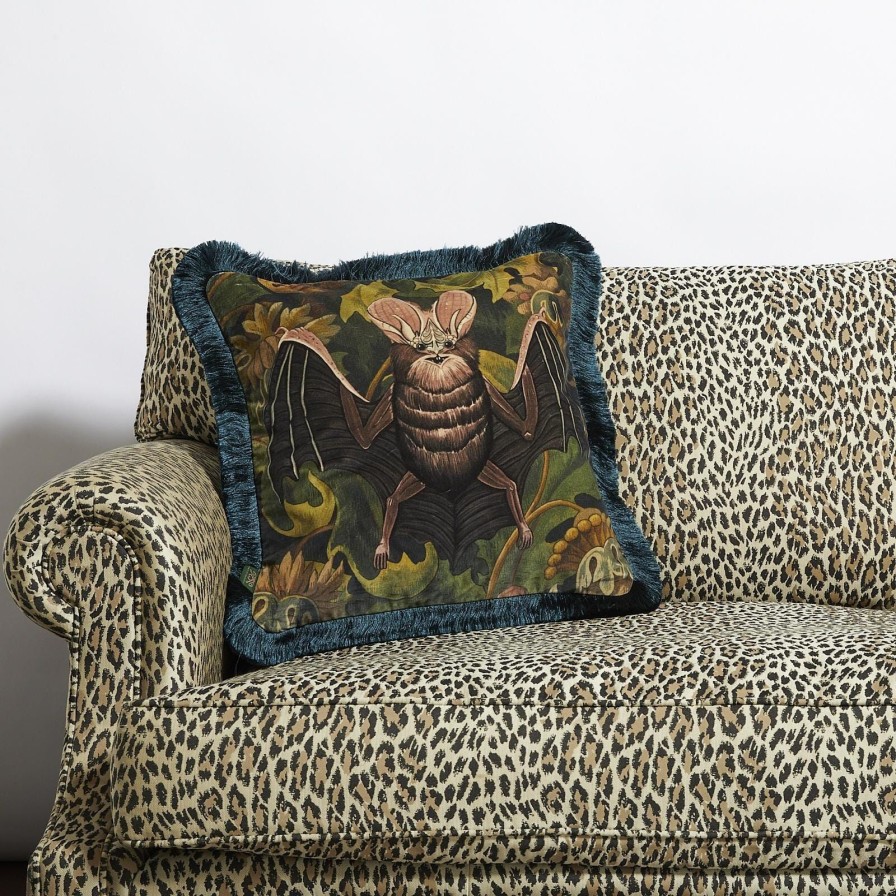 Accessories House of Hackney Animal Cushions | Vespertine Medium Fringed Velvet Cushion-Verde