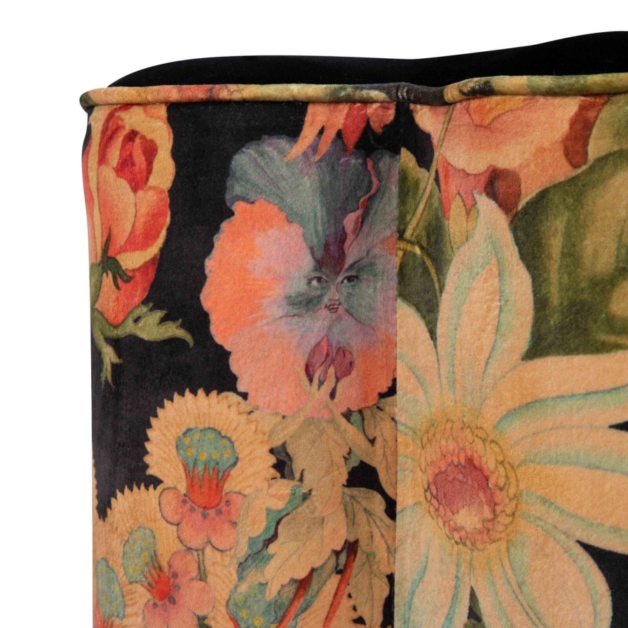 Furnishings House of Hackney Bottomans | Amatoria Flower Power Velvet Bottoman-Noir