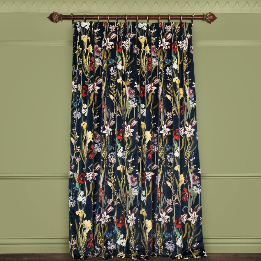Fabric House of Hackney | Flora Delanica Velvet Curtain-Midnight