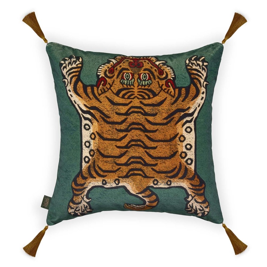 Accessories House of Hackney Animal Cushions | Saber Medium Tassel Velvet Cushion-Emerald