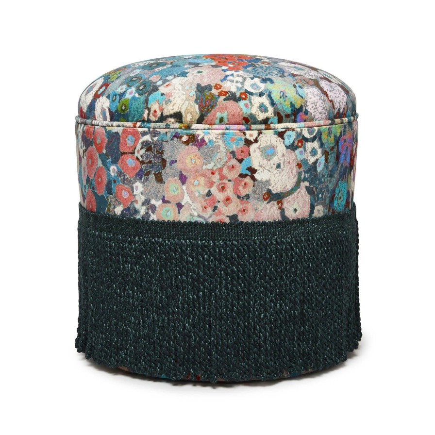 Furnishings House of Hackney Bottomans | Hollyhocks Velvet Bottoman-Winter