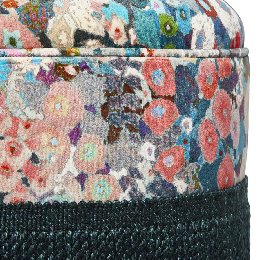 Furnishings House of Hackney Bottomans | Hollyhocks Velvet Bottoman-Winter