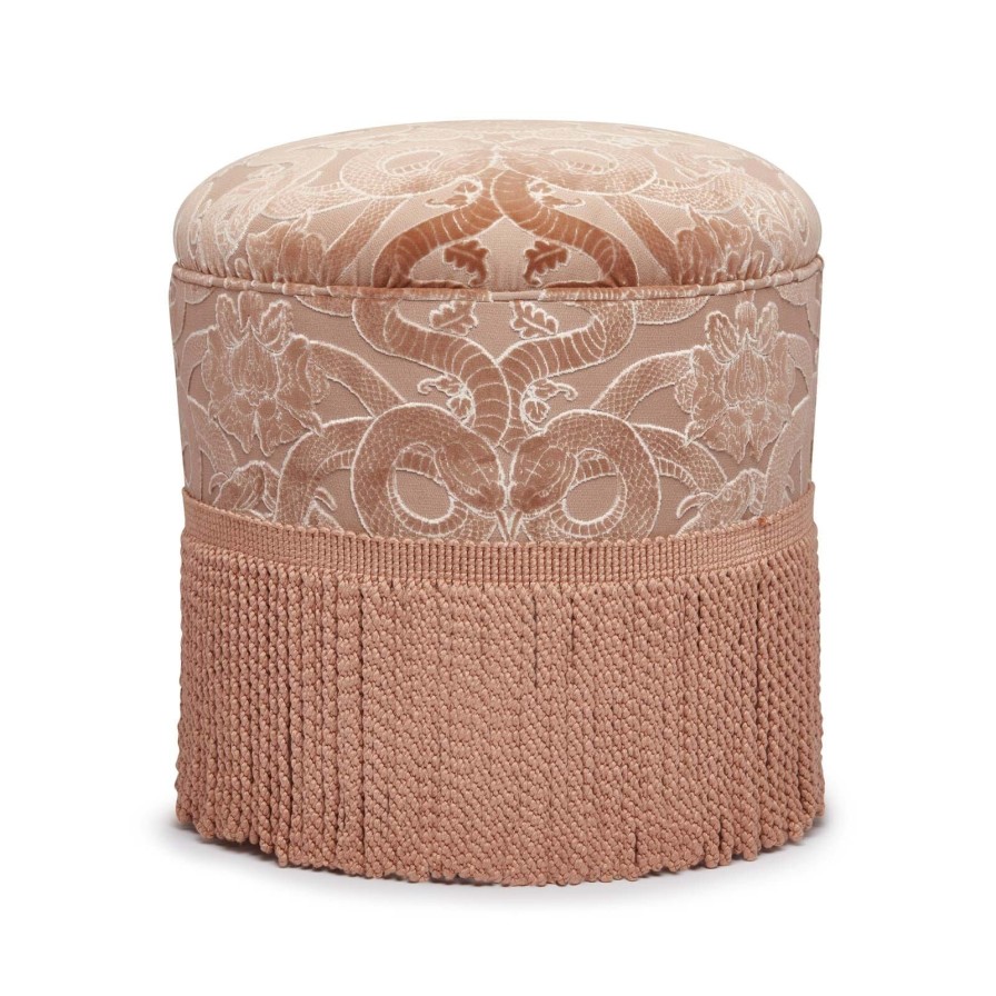 Furnishings House of Hackney Bottomans | Anaconda Cut-Velvet Bottoman-Dusky Pink