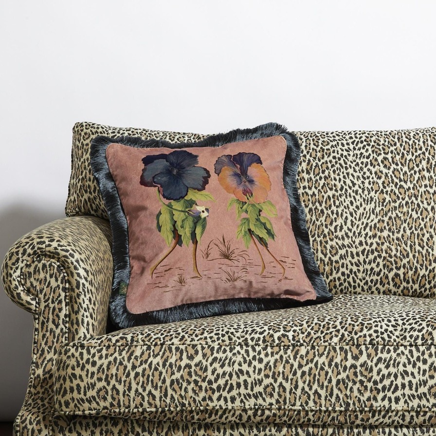 Accessories House of Hackney Floral Cushions | Love Letter Medium Fringe Velvet Cushion-Tourmaline
