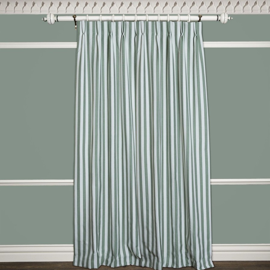 Fabric House of Hackney | Trematon Stripe Jacquard Curtain-Verdigris