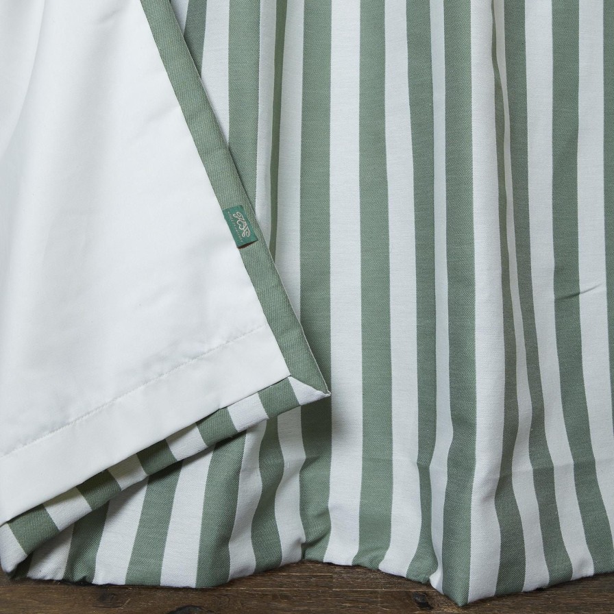 Fabric House of Hackney | Trematon Stripe Jacquard Curtain-Verdigris