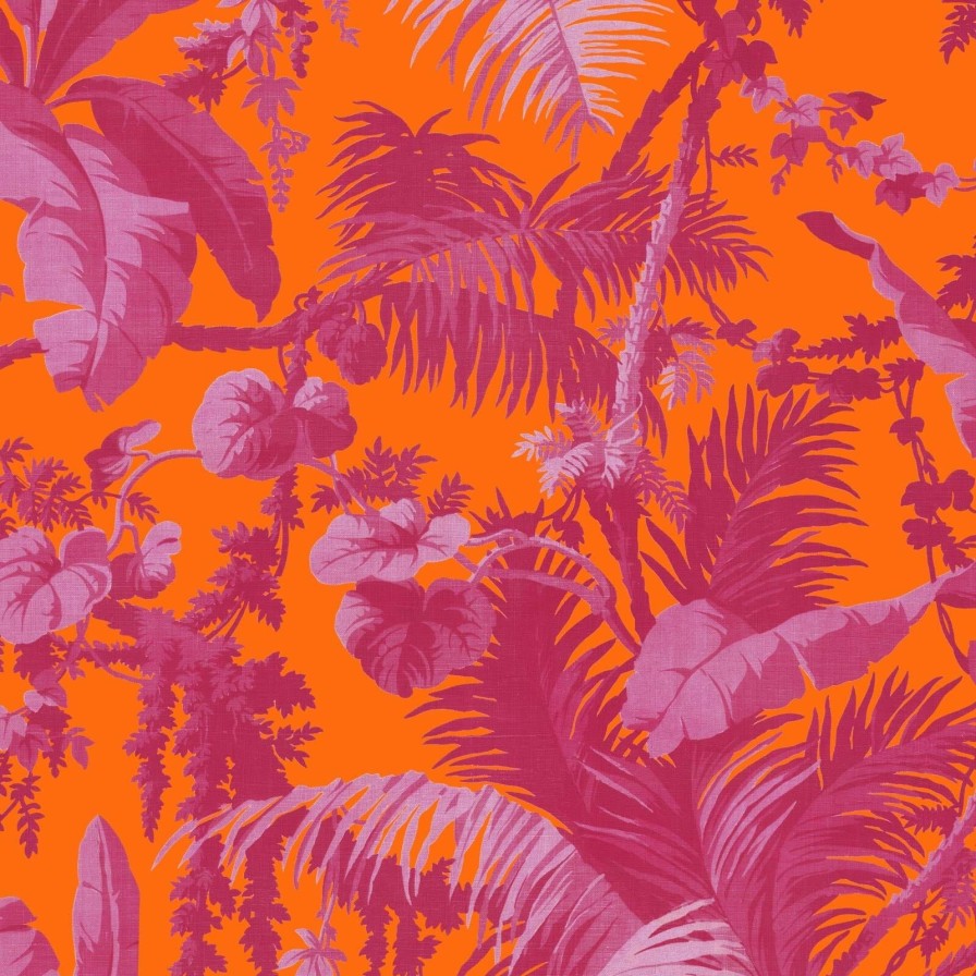 Wallpaper House of Hackney | Pampas Wallpaper-Tangerine & Azalea