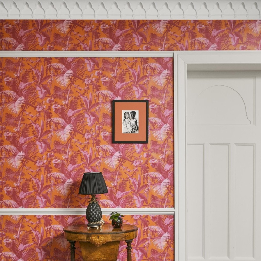 Wallpaper House of Hackney | Pampas Wallpaper-Tangerine & Azalea