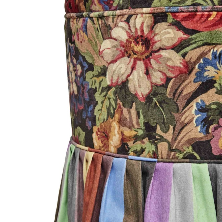 Furnishings House of Hackney Bottomans | Florescence Skirted Bottoman-Noir And Iridis Stripe