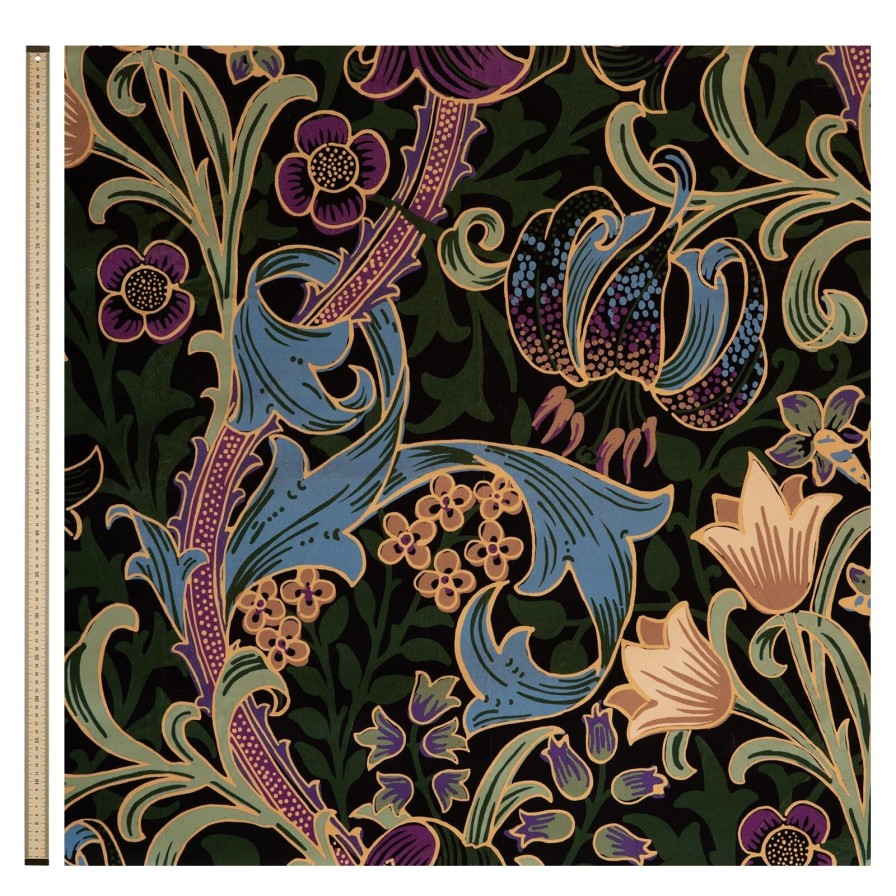 Fabric House of Hackney | Golden Lily Magna Velvet Blind-Obsidian
