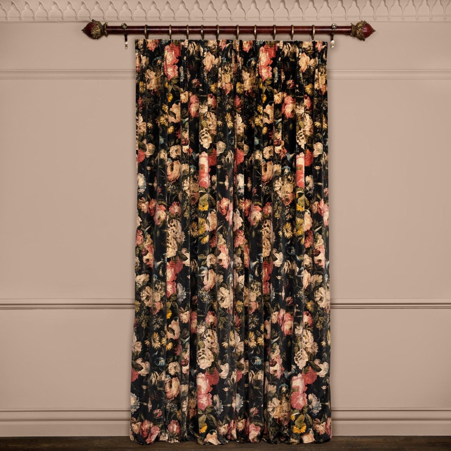 Fabric House of Hackney | Midnight Garden Velvet Curtain-Multi