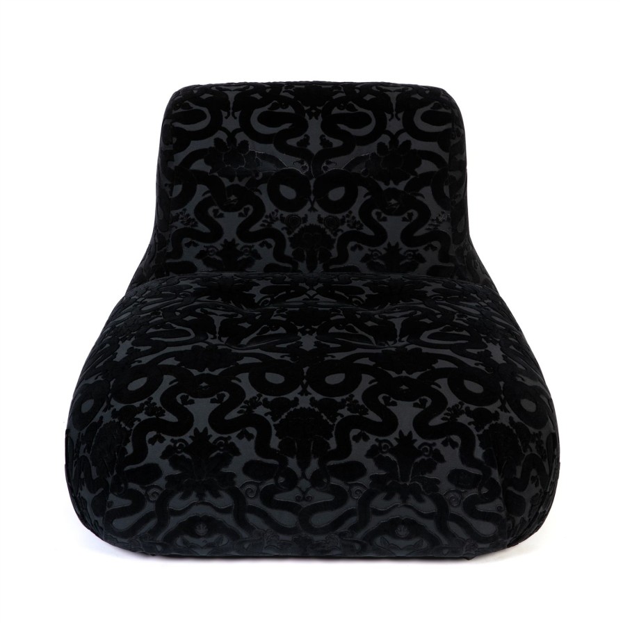 Furnishings House of Hackney Castle Chairs | Anaconda Cut-Velvet Castle Chair-Noir