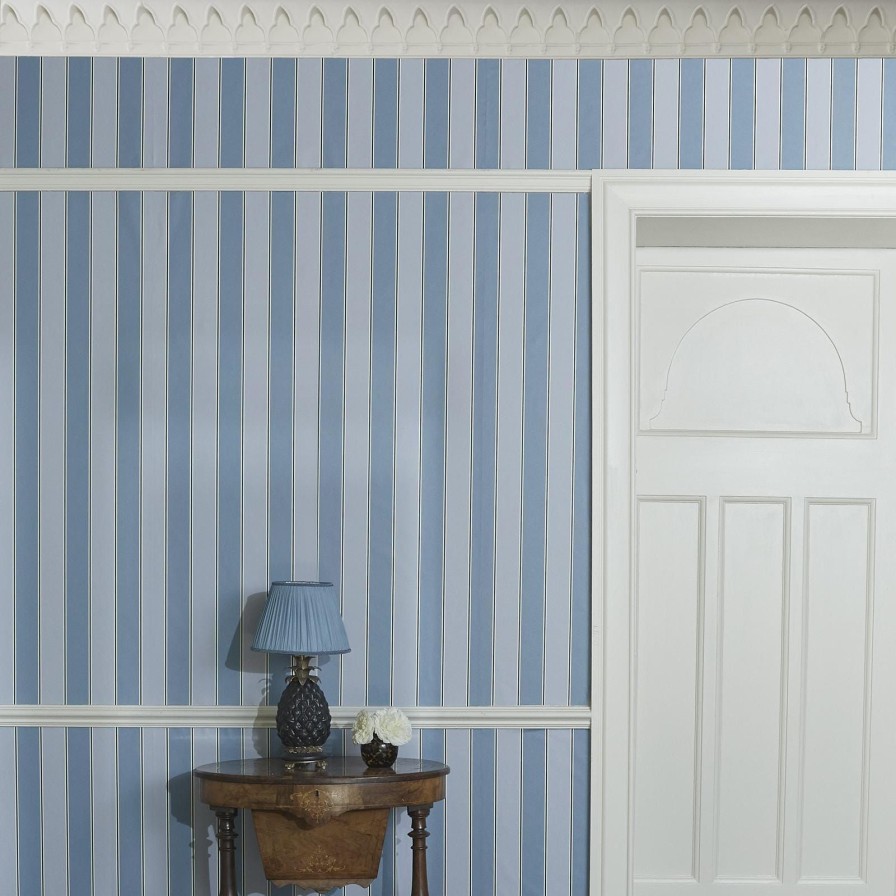 Wallpaper House of Hackney | Orsman Stripe Wallpaper-Amethyst & Celadon