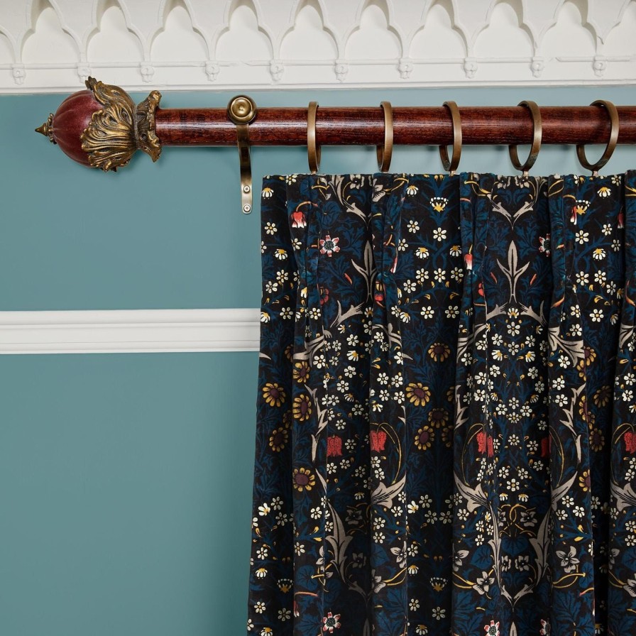 Fabric House of Hackney | Blackthorn Velvet Curtain-Teal
