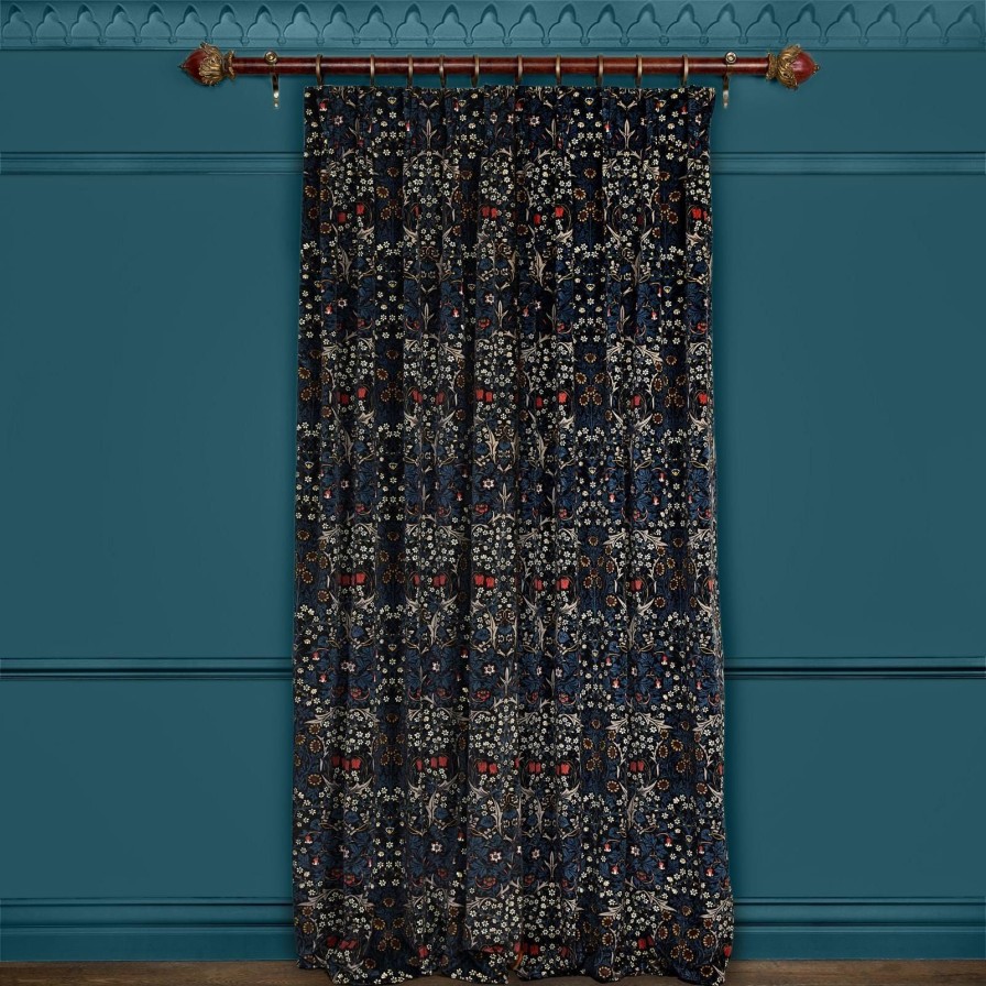 Fabric House of Hackney | Blackthorn Velvet Curtain-Teal