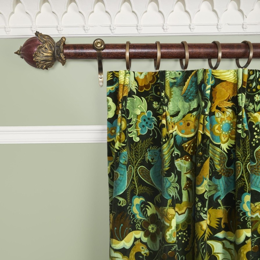 Fabric House of Hackney | Phantasia Velvet Curtain-Emerald Green