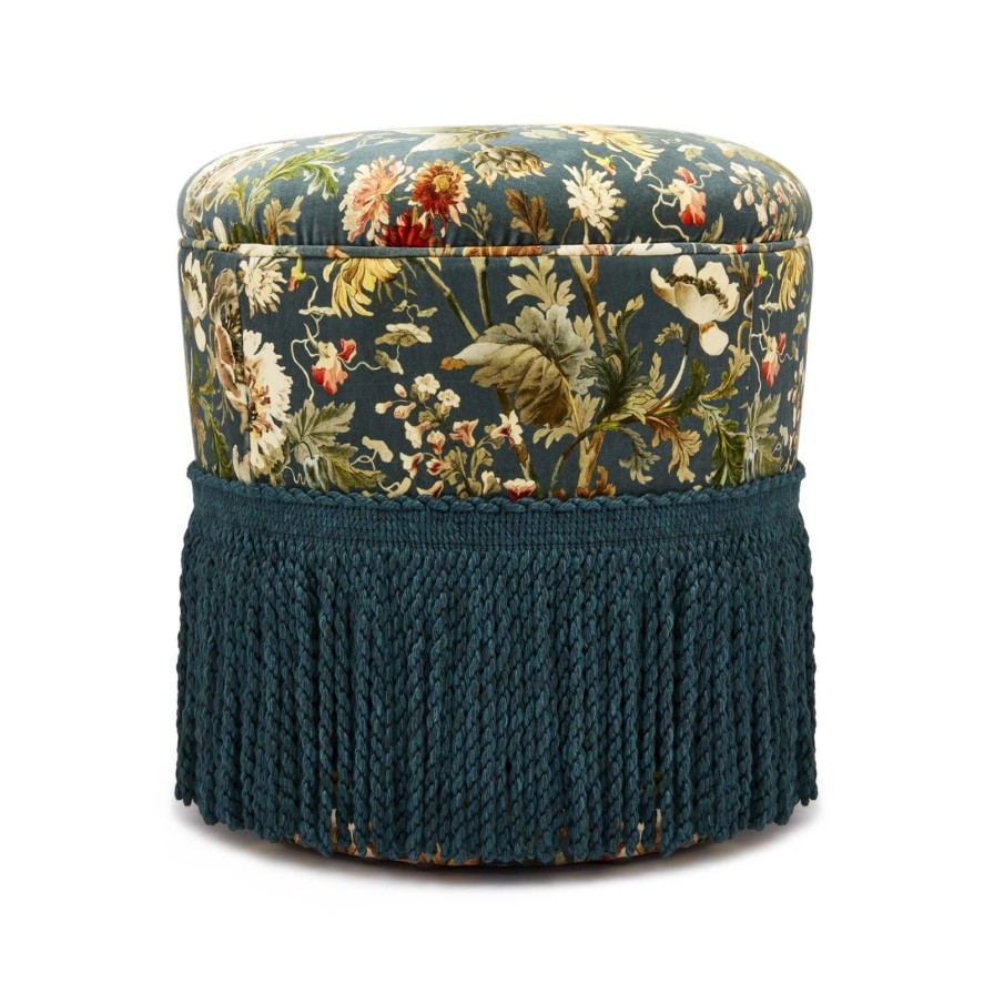 Furnishings House of Hackney Bottomans | Avalon Velvet Bottoman-Petrol