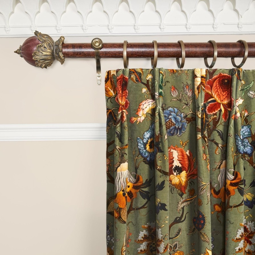 Fabric House of Hackney | Artemis Velvet Curtain-Moss Green