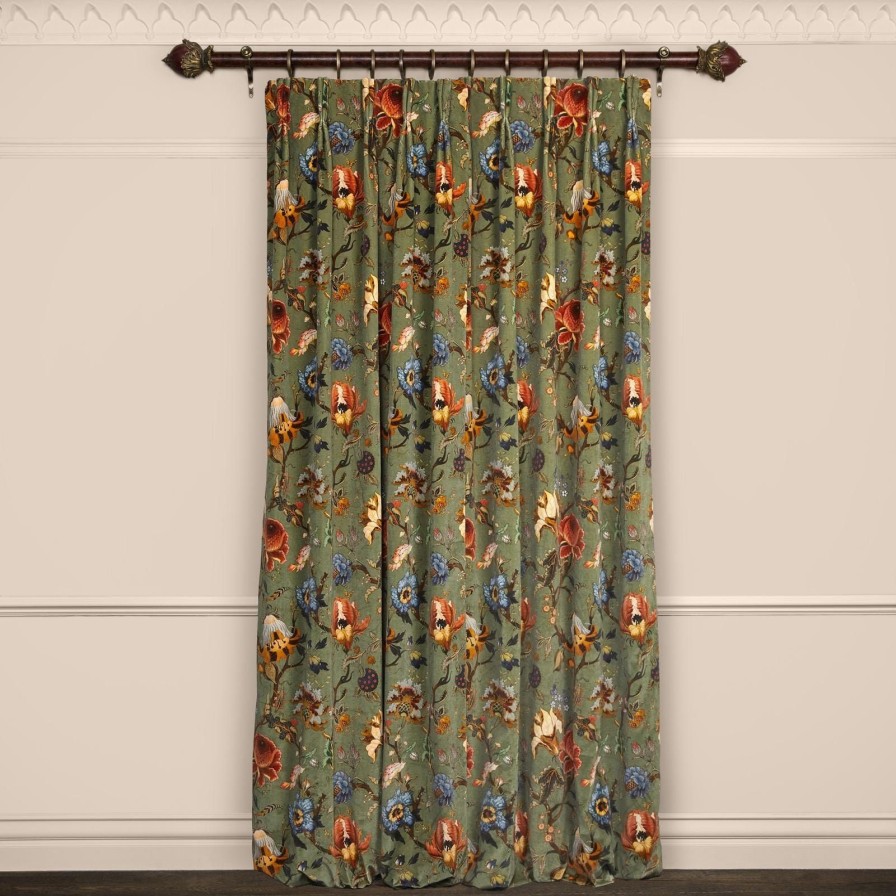 Fabric House of Hackney | Artemis Velvet Curtain-Moss Green