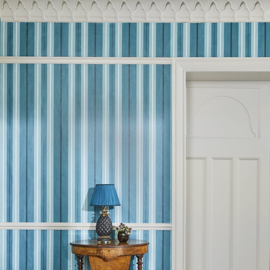Wallpaper House of Hackney | Lauriston Stripe Wallpaper-Cerulean