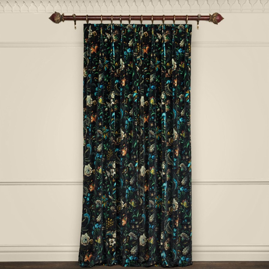 Fabric House of Hackney | Florika Velvet Curtain-Onyx