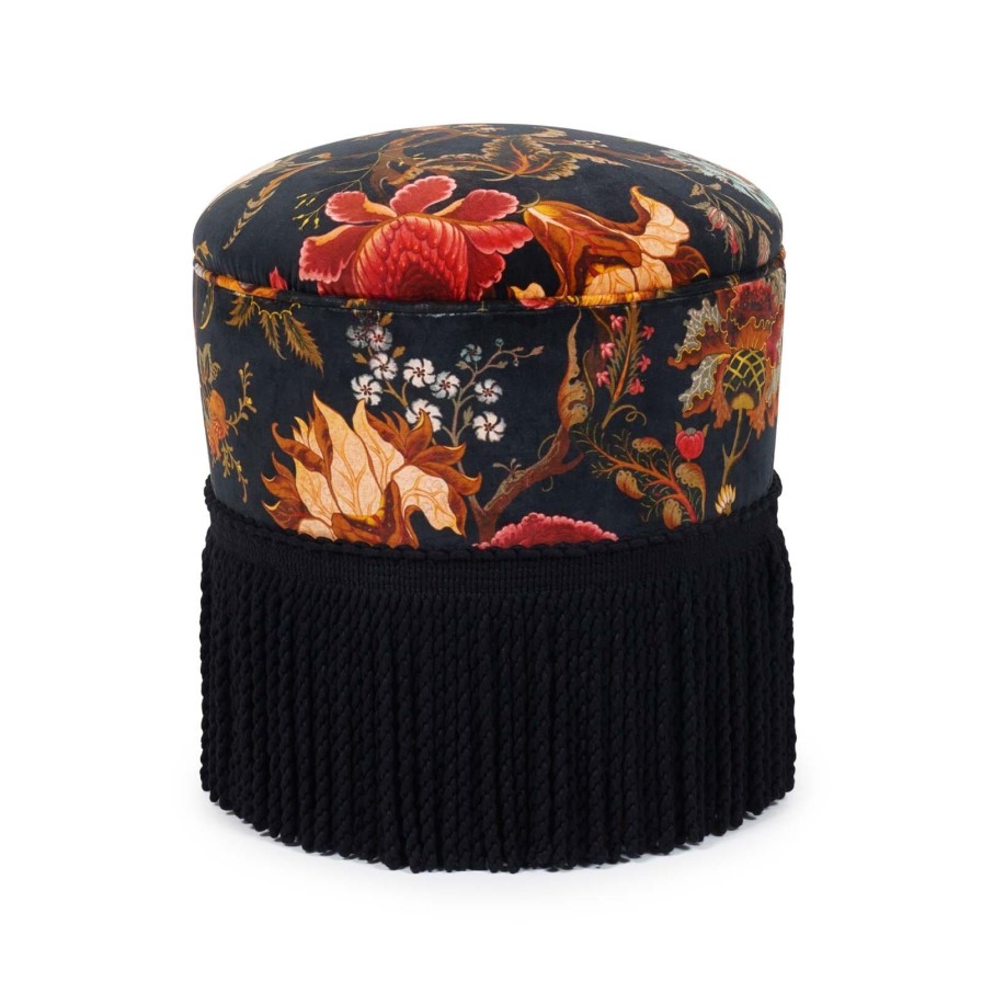 Furnishings House of Hackney Bottomans | Artemis Velvet Bottoman-Black