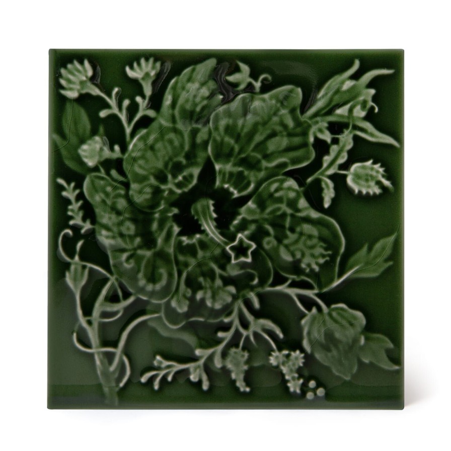 Furnishings House of Hackney Tiles | Artemis Hibiscus Relief Tiles-Verde
