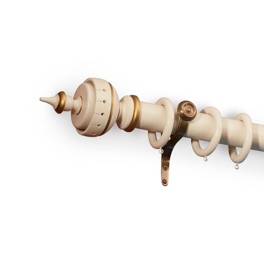 Furnishings House of Hackney Curtain Poles | Spinning Top Painted Wood Pole & Finial Set 51Mm