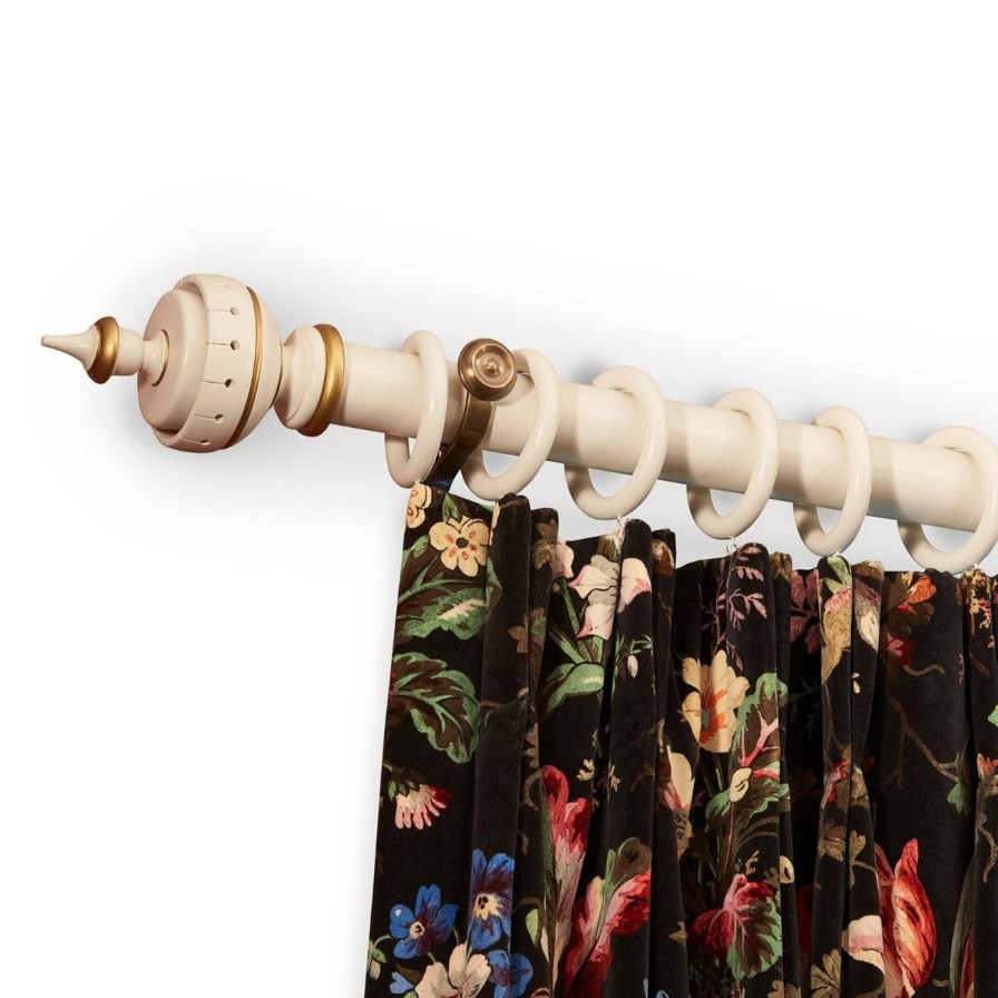 Furnishings House of Hackney Curtain Poles | Spinning Top Painted Wood Pole & Finial Set 51Mm