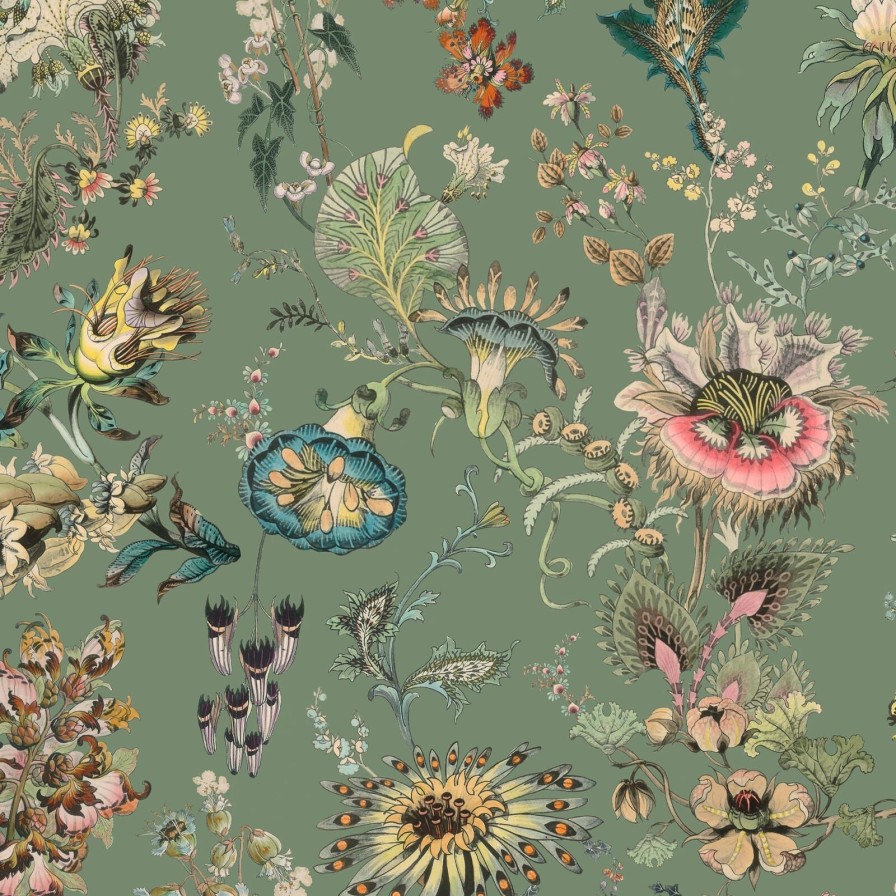 Wallpaper House of Hackney | Flora Fantasia Wallpaper-Verdigris